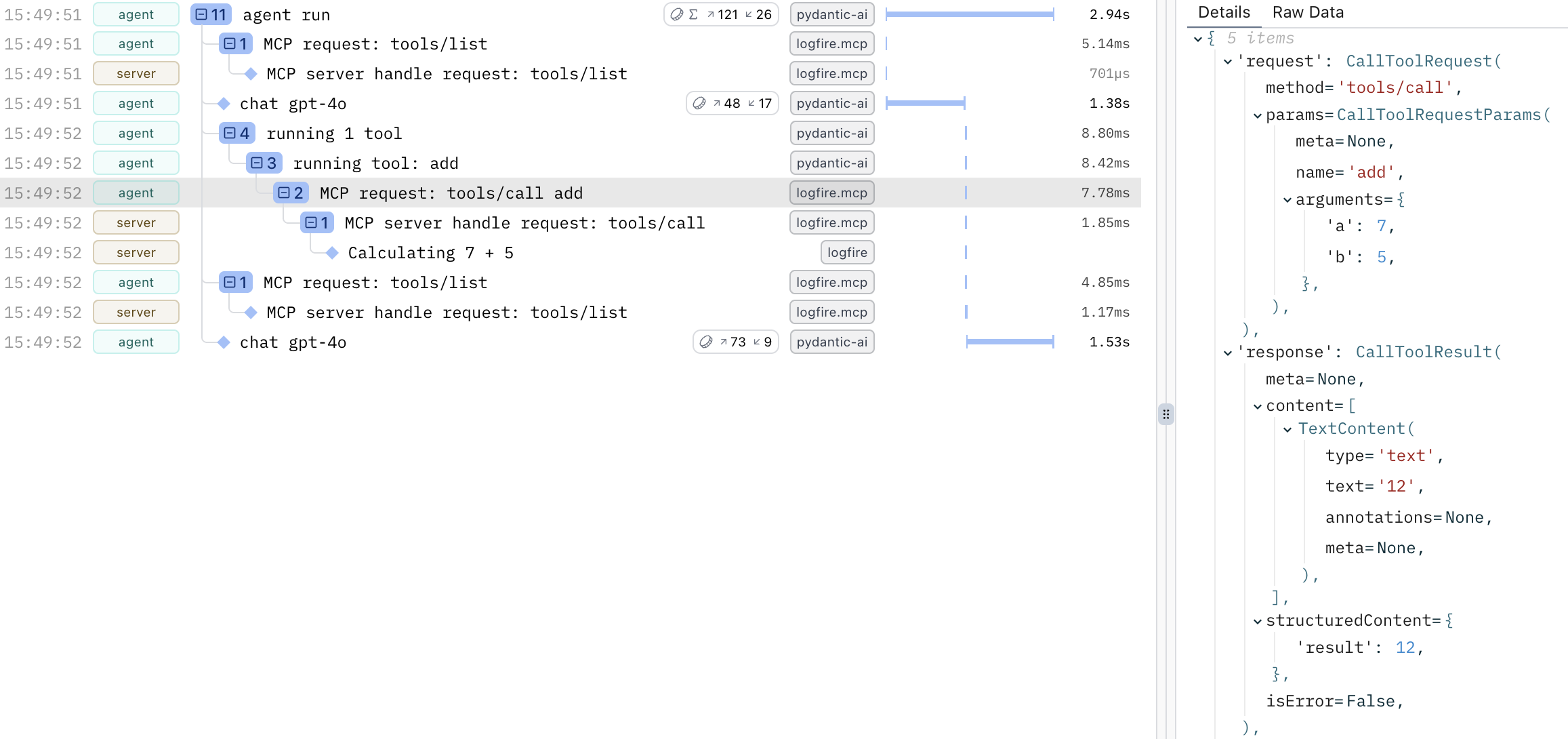 Logfire MCP Trace