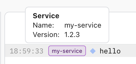 Service name and version in the Live view